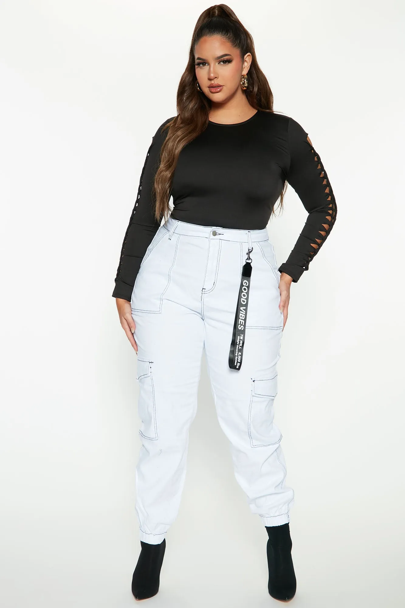 Always Good Vibes Cargo Pants 30 - White