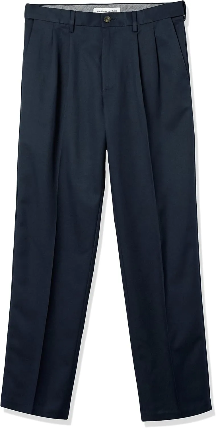 Amazon Essentials Men's Classic-Fit Expandable-Waist Pleated Dress Pant
