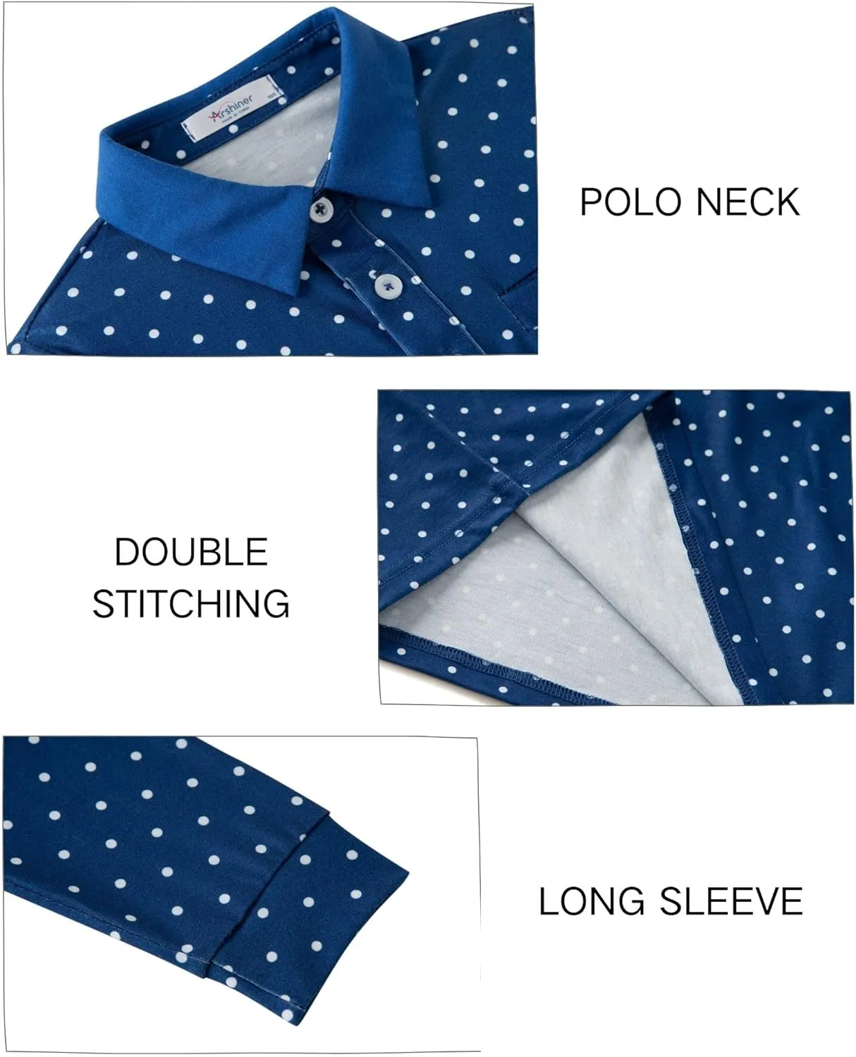 Arshiner Boy's Long Sleeve Plaid Trim Polo Shirt School Uniform Shirt with Pocket for 4-12 Years