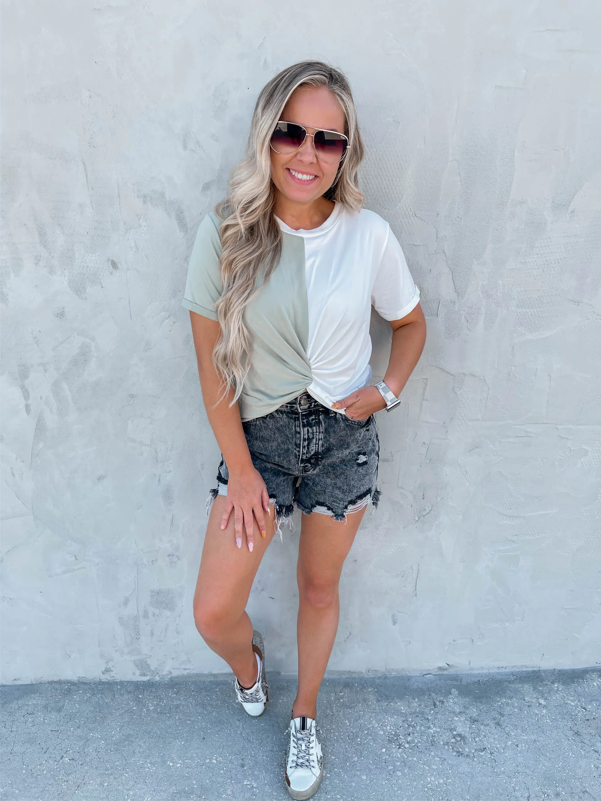 Cornetto Crop Top - Sage/White
