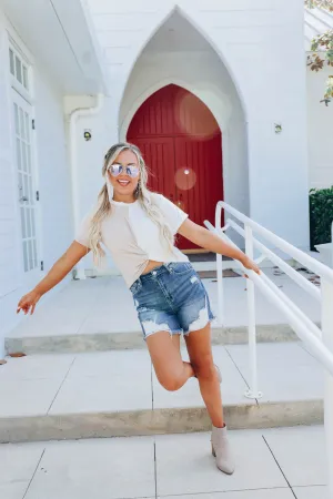 Cornetto Crop Top - Tan/White