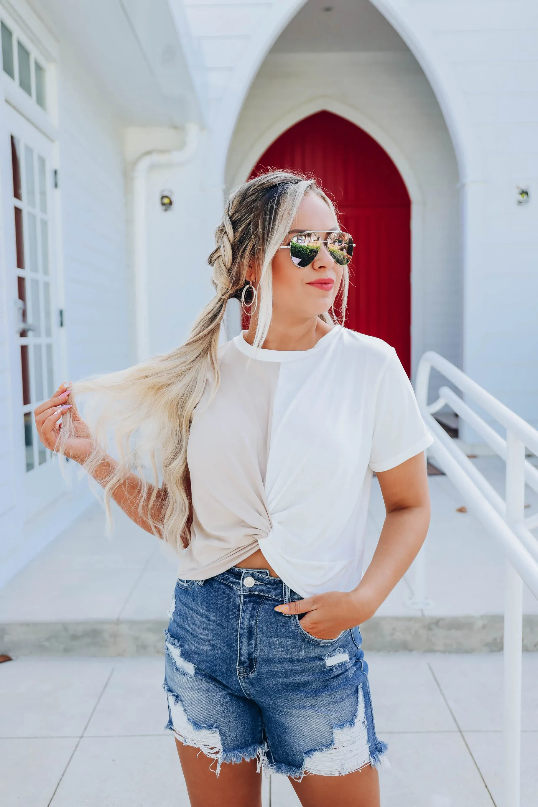Cornetto Crop Top - Tan/White