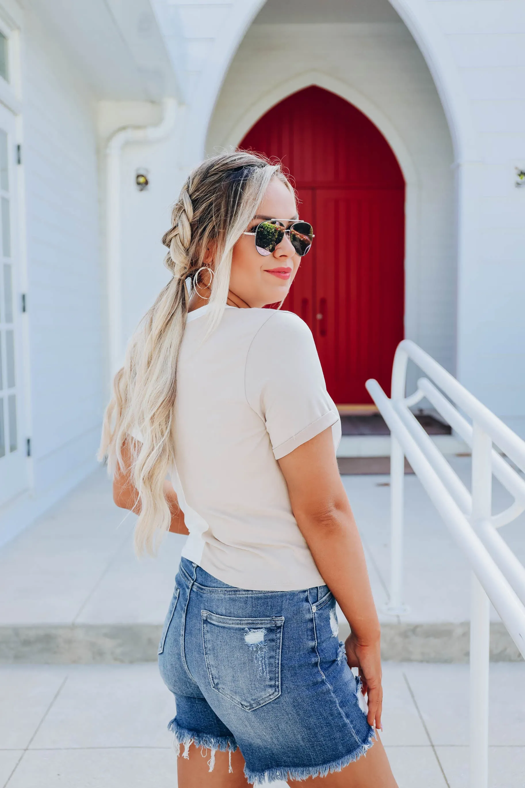 Cornetto Crop Top - Tan/White