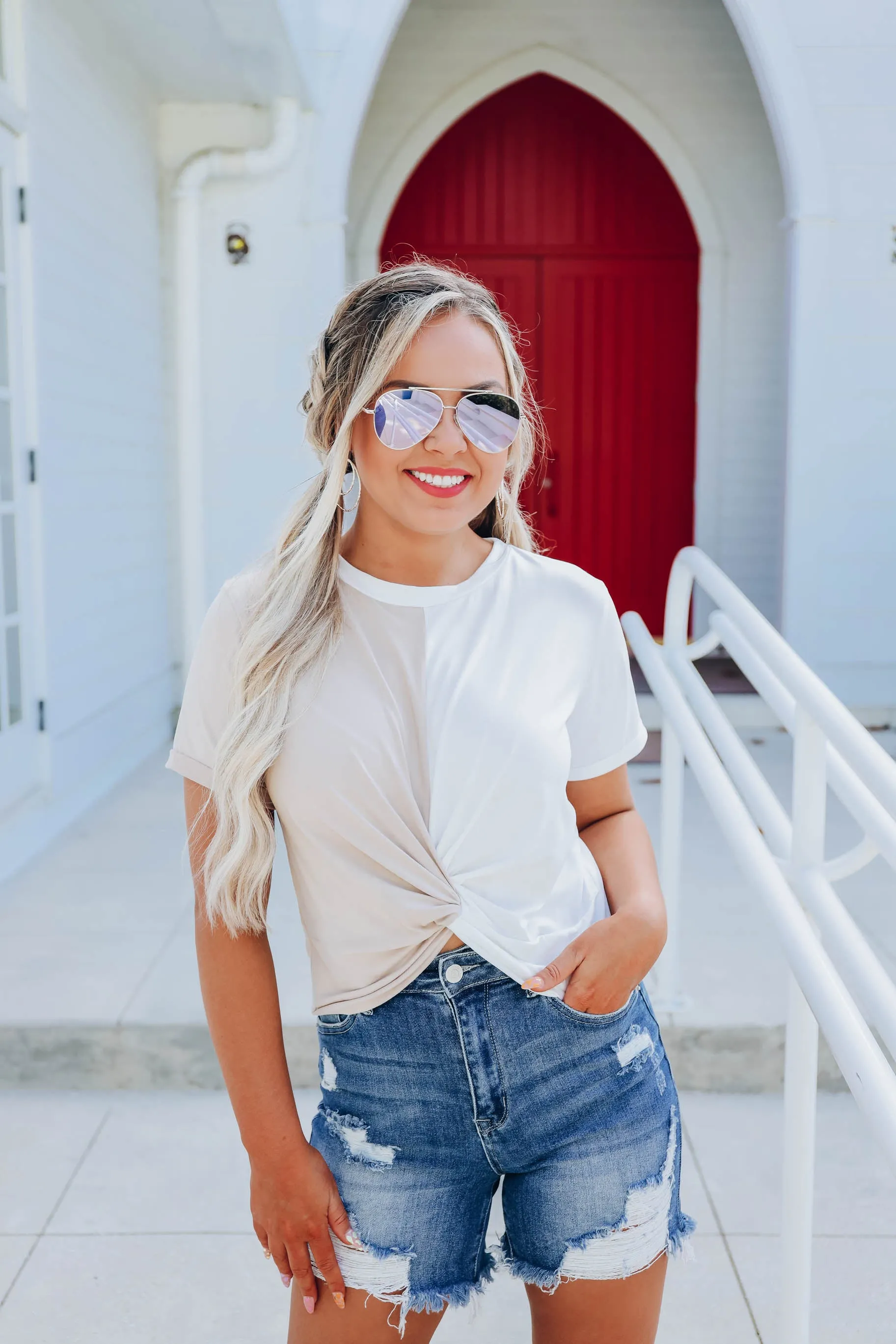 Cornetto Crop Top - Tan/White