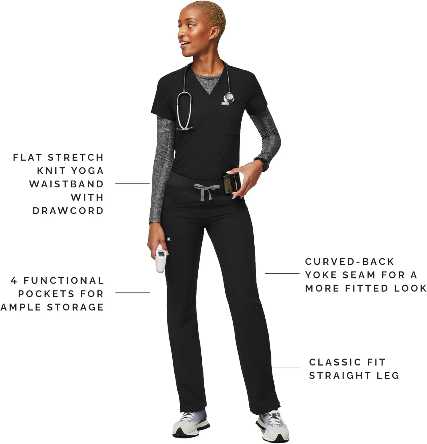 FIGS Kade Cargo Scrub Pants for Women  Classic Fit, Straight Leg, 4 Pockets, Yoga Waistband, Anti-Wrinkle Women Scrub Pants