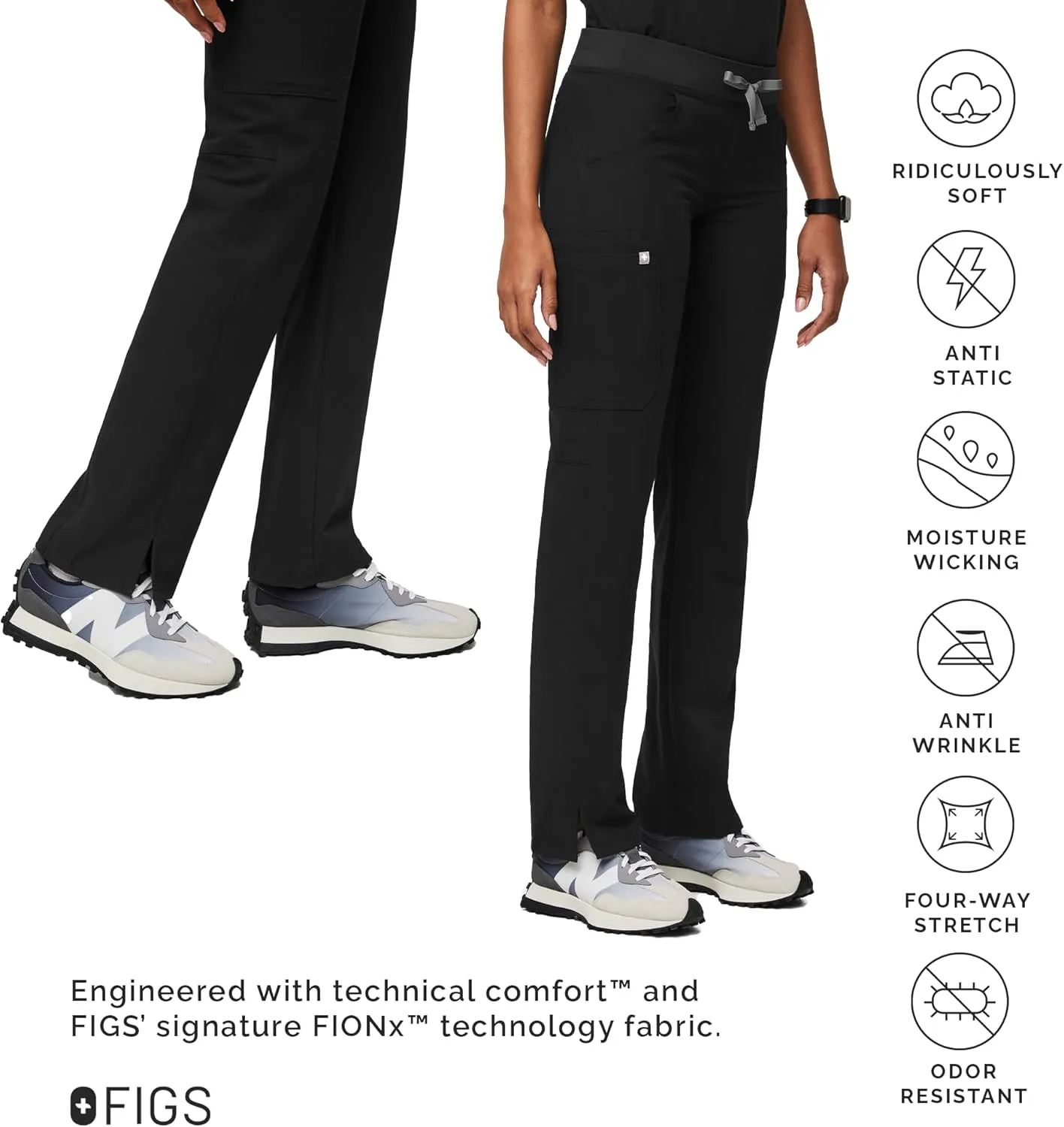 FIGS Kade Cargo Scrub Pants for Women  Classic Fit, Straight Leg, 4 Pockets, Yoga Waistband, Anti-Wrinkle Women Scrub Pants