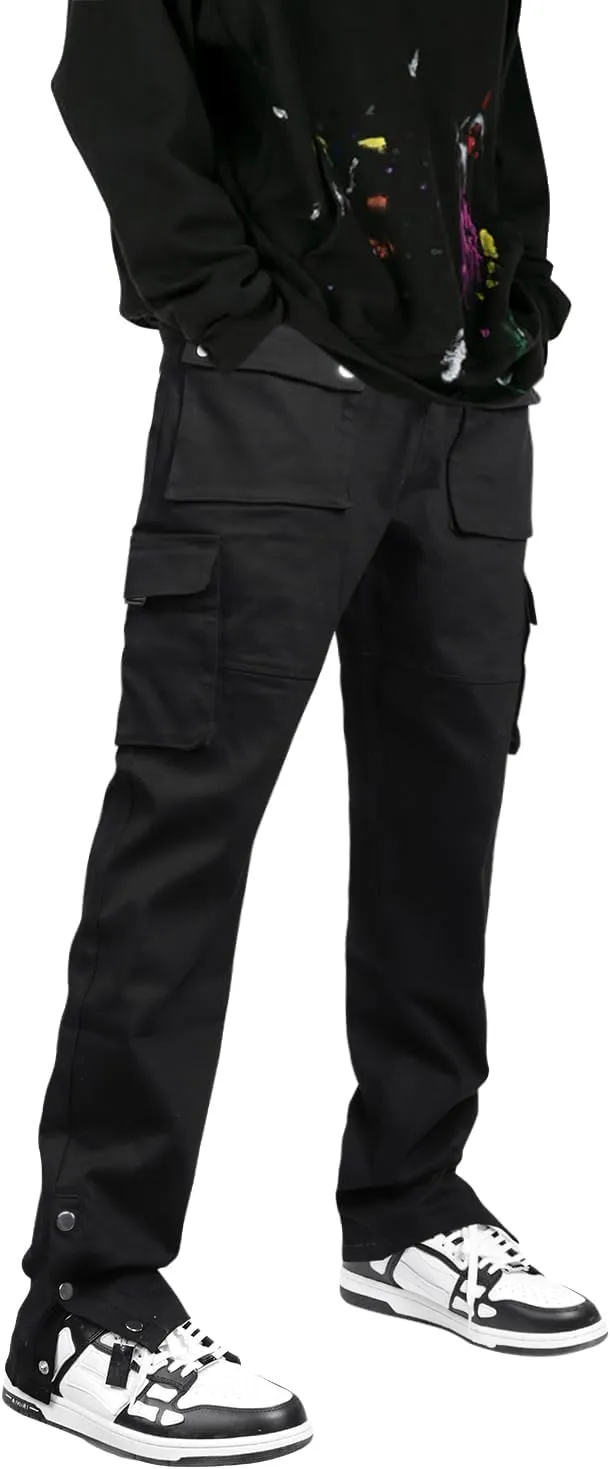 GINGTTO Men's Casual Cargo Pants Drawstring Elastic Waist Work Pants Hiking Jogger Multi Pockets