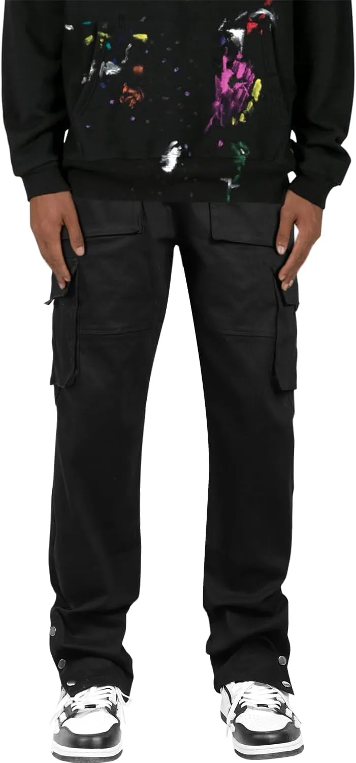 GINGTTO Men's Casual Cargo Pants Drawstring Elastic Waist Work Pants Hiking Jogger Multi Pockets