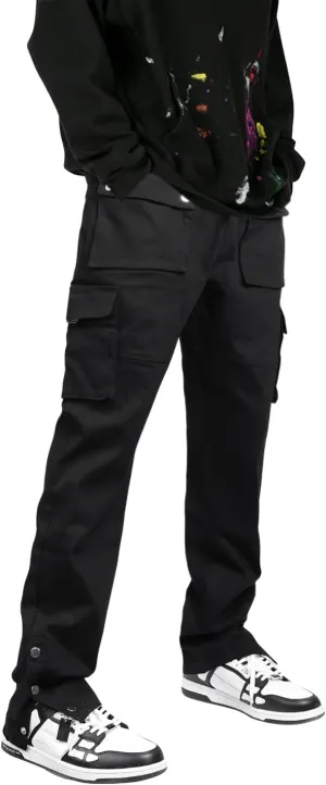 GINGTTO Men's Casual Cargo Pants Drawstring Elastic Waist Work Pants Hiking Jogger Multi Pockets