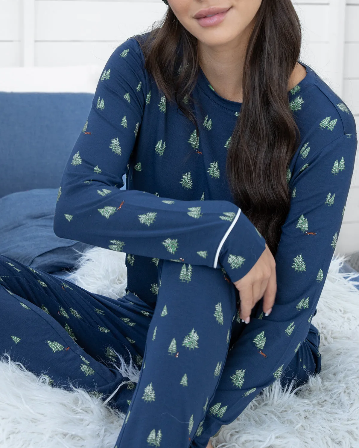 Gisele Cozy Crew PJ Set Woodland Navy