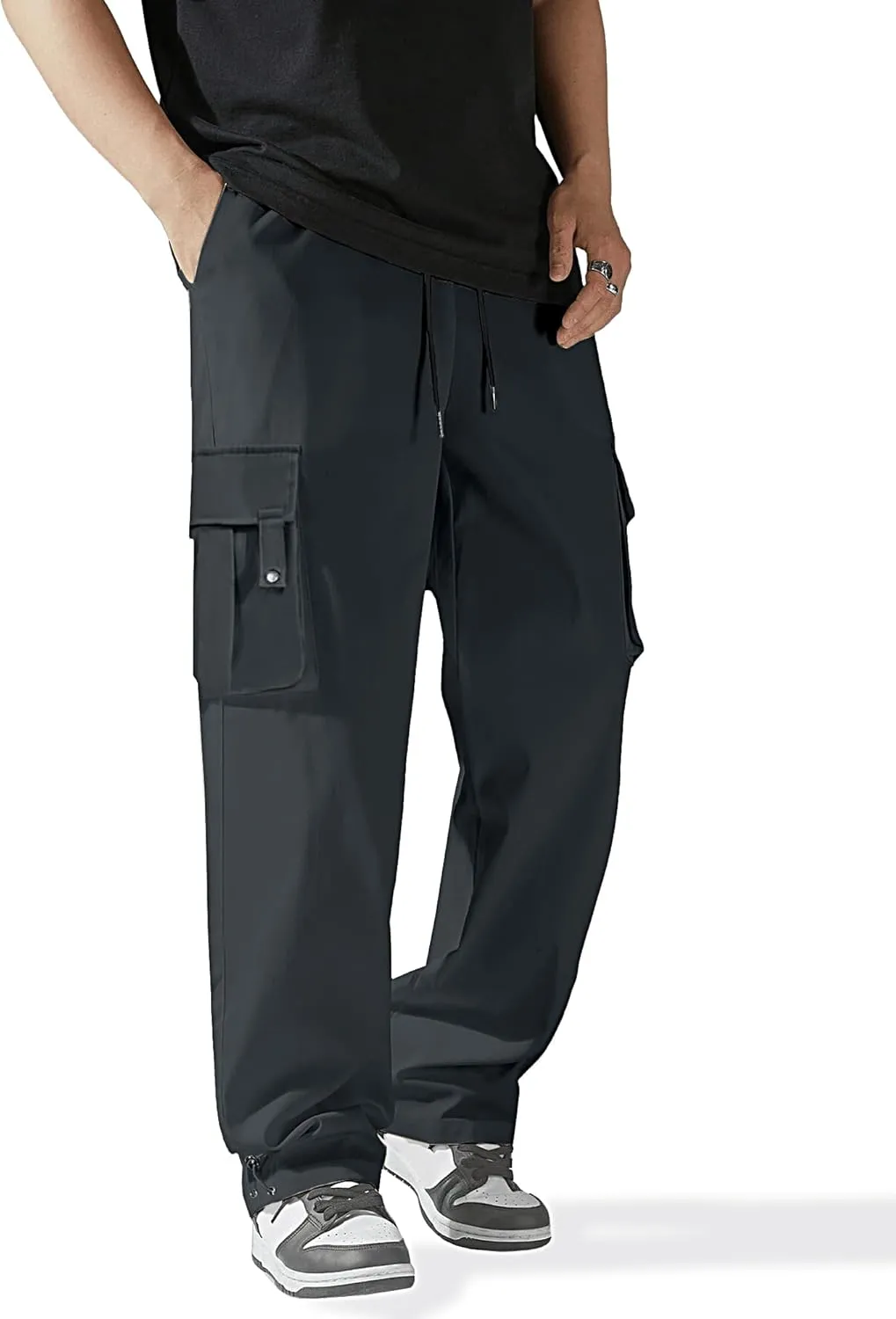 HOTake Cargo Pants for Men Drawstring Elastic Waist Mens Baggy Pants Hiking Joggers Sweatpants