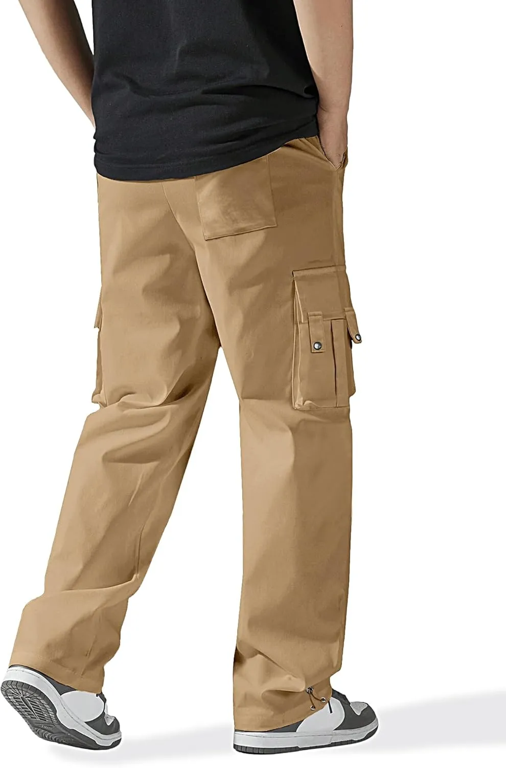 HOTake Cargo Pants for Men Drawstring Elastic Waist Mens Baggy Pants Hiking Joggers Sweatpants