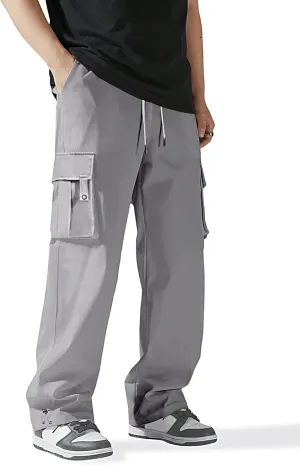 HOTake Cargo Pants for Men Drawstring Elastic Waist Mens Baggy Pants Hiking Joggers Sweatpants