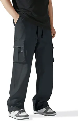HOTake Cargo Pants for Men Drawstring Elastic Waist Mens Baggy Pants Hiking Joggers Sweatpants