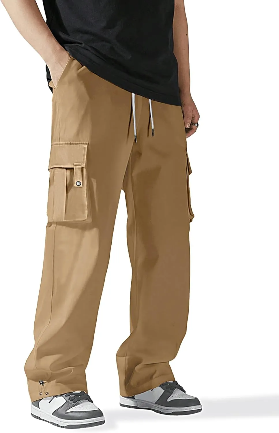 HOTake Cargo Pants for Men Drawstring Elastic Waist Mens Baggy Pants Hiking Joggers Sweatpants