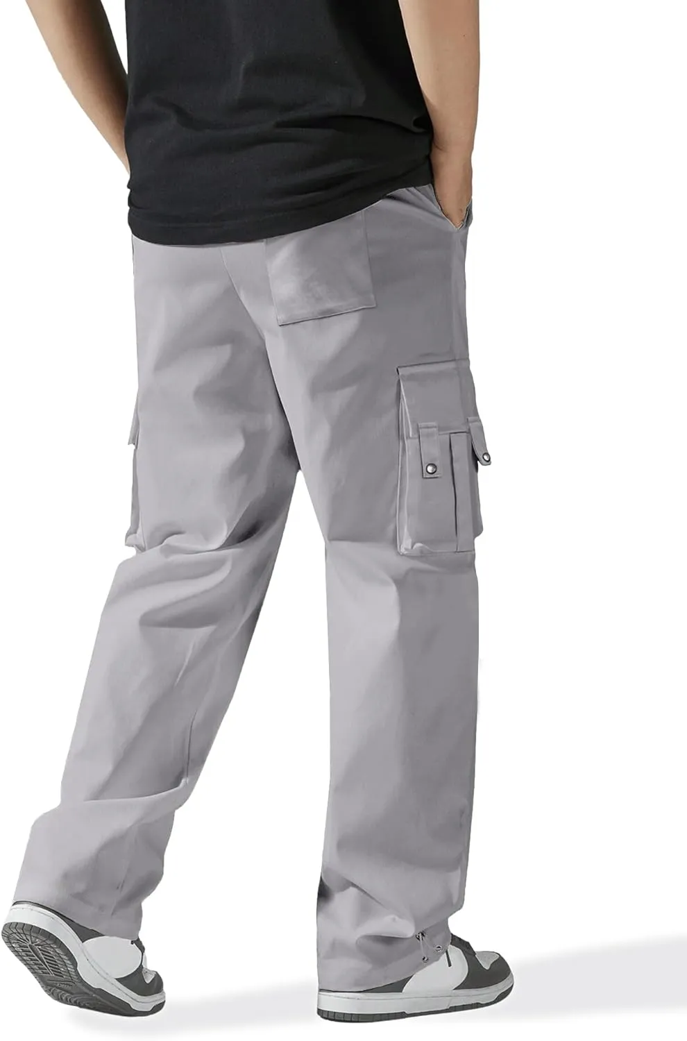 HOTake Cargo Pants for Men Drawstring Elastic Waist Mens Baggy Pants Hiking Joggers Sweatpants