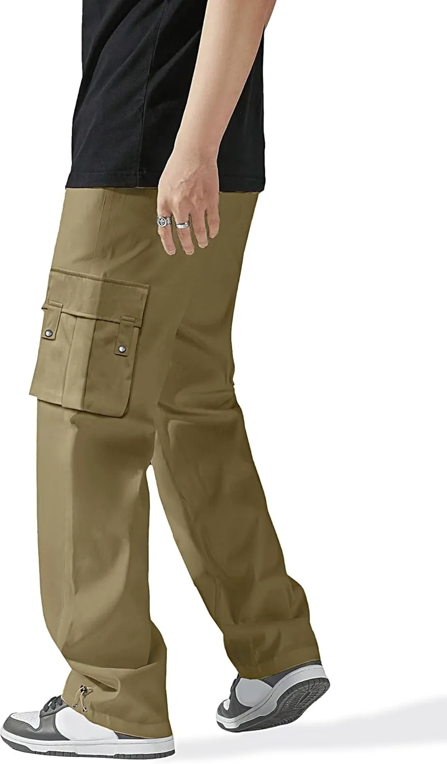 HOTake Cargo Pants for Men Drawstring Elastic Waist Mens Baggy Pants Hiking Joggers Sweatpants