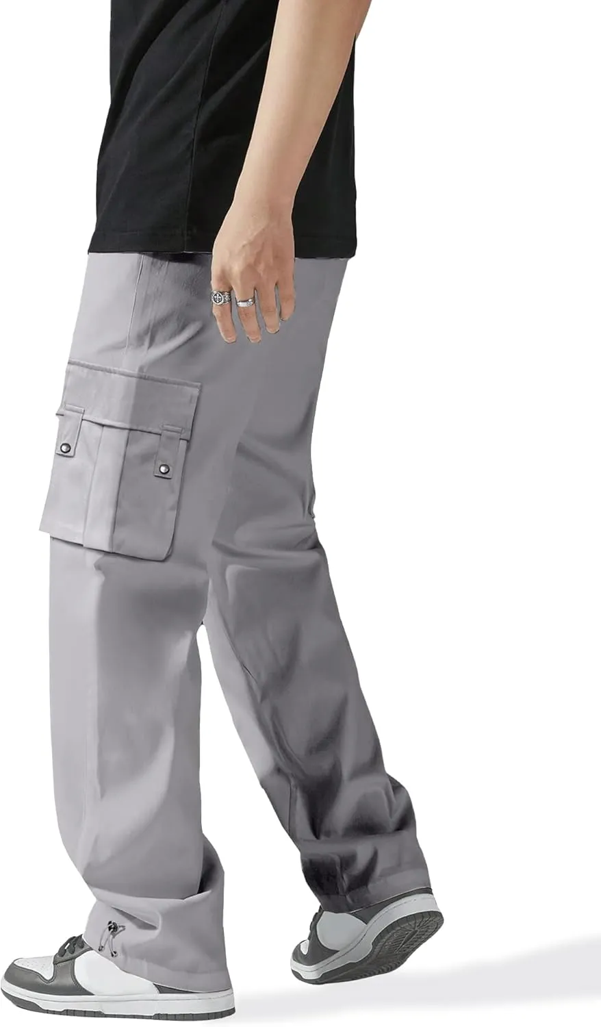 HOTake Cargo Pants for Men Drawstring Elastic Waist Mens Baggy Pants Hiking Joggers Sweatpants