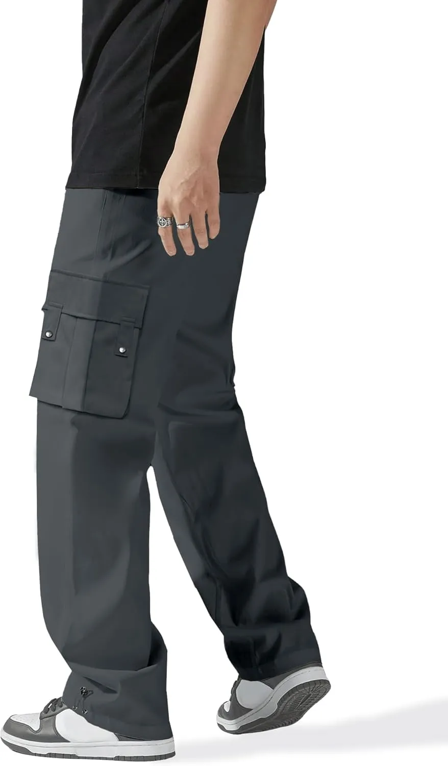 HOTake Cargo Pants for Men Drawstring Elastic Waist Mens Baggy Pants Hiking Joggers Sweatpants