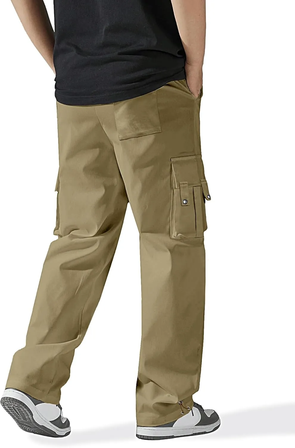 HOTake Cargo Pants for Men Drawstring Elastic Waist Mens Baggy Pants Hiking Joggers Sweatpants