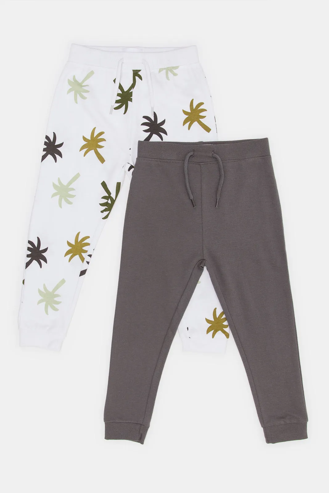 Infant Boys White And Brown Active Pants Set (2 Piece)