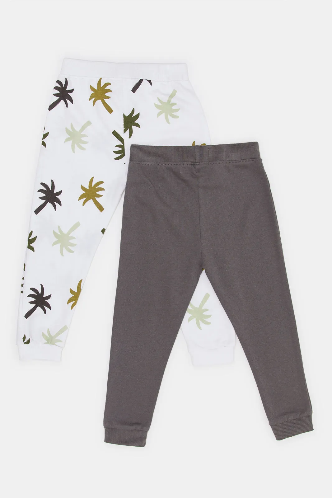Infant Boys White And Brown Active Pants Set (2 Piece)