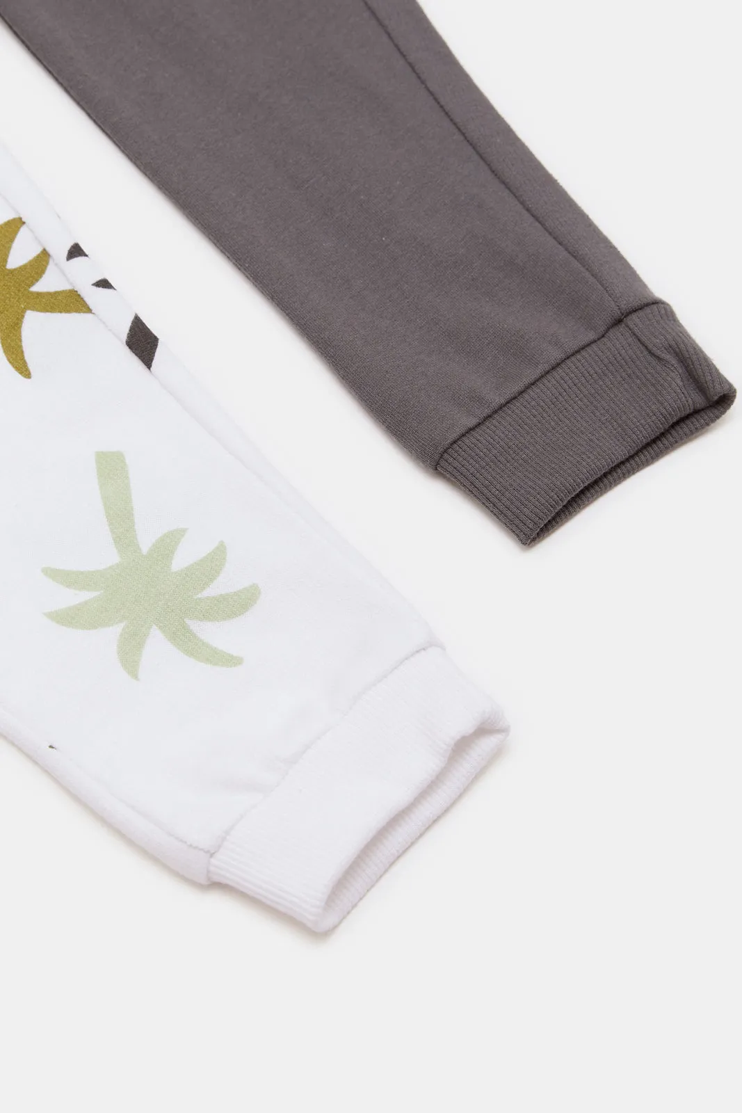 Infant Boys White And Brown Active Pants Set (2 Piece)