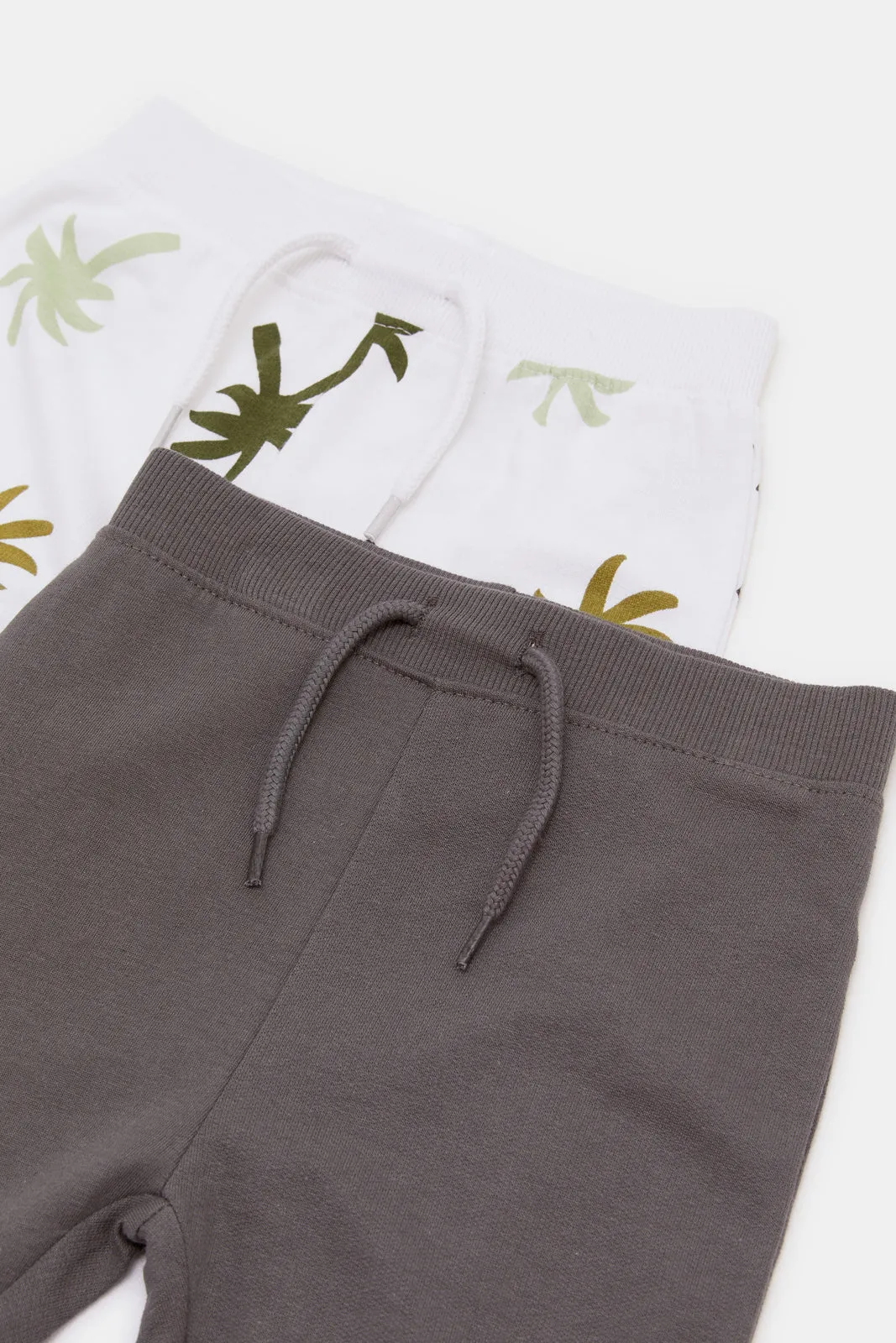 Infant Boys White And Brown Active Pants Set (2 Piece)