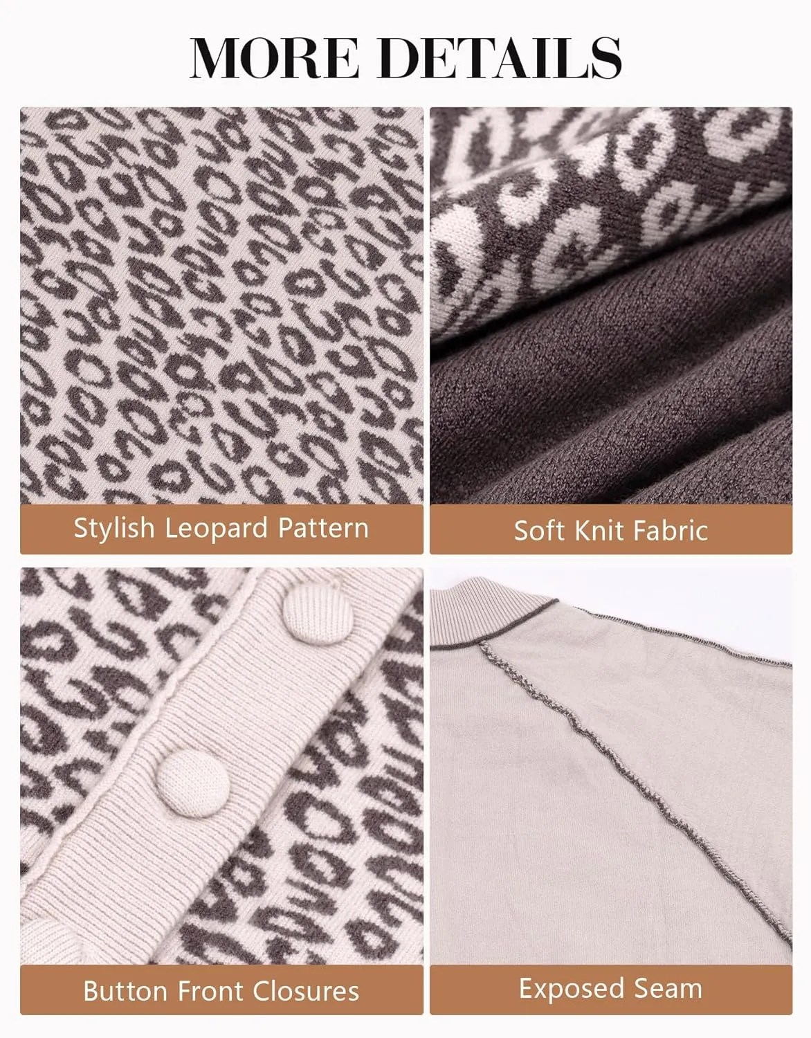 Kedera Womens Leopard Cardigan Sweaters Open Front Button Down Chunky Knit Ladies Sweater Jackets 2024 Fall Outfits
