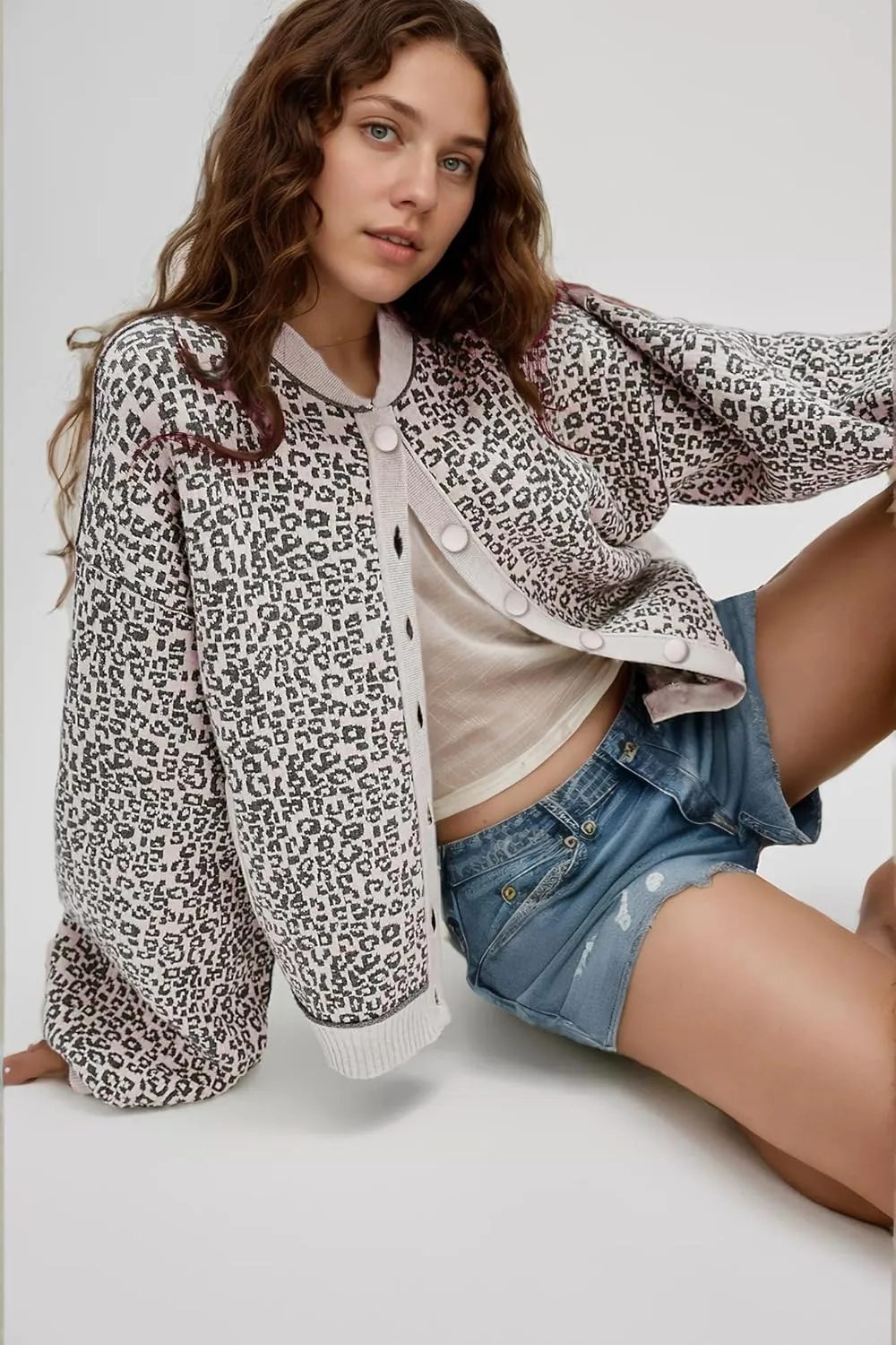 Kedera Womens Leopard Cardigan Sweaters Open Front Button Down Chunky Knit Ladies Sweater Jackets 2024 Fall Outfits
