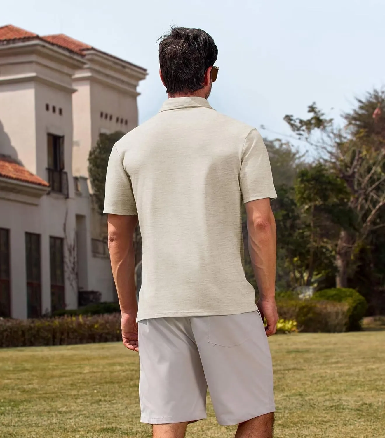 Lexiart Men's Casual Polo Shirt Short Sleeve Classic Golf Shirt Basic Collared Pocket Tops