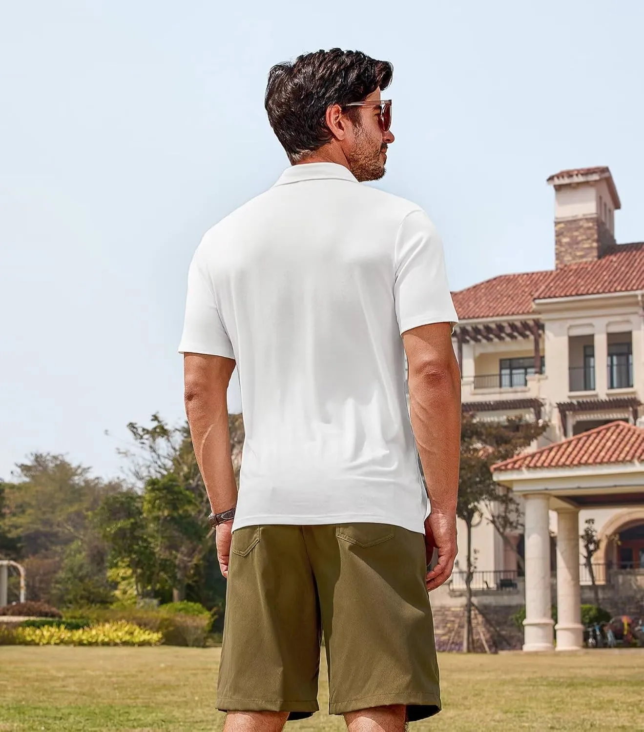 Lexiart Men's Casual Polo Shirt Short Sleeve Classic Golf Shirt Basic Collared Pocket Tops