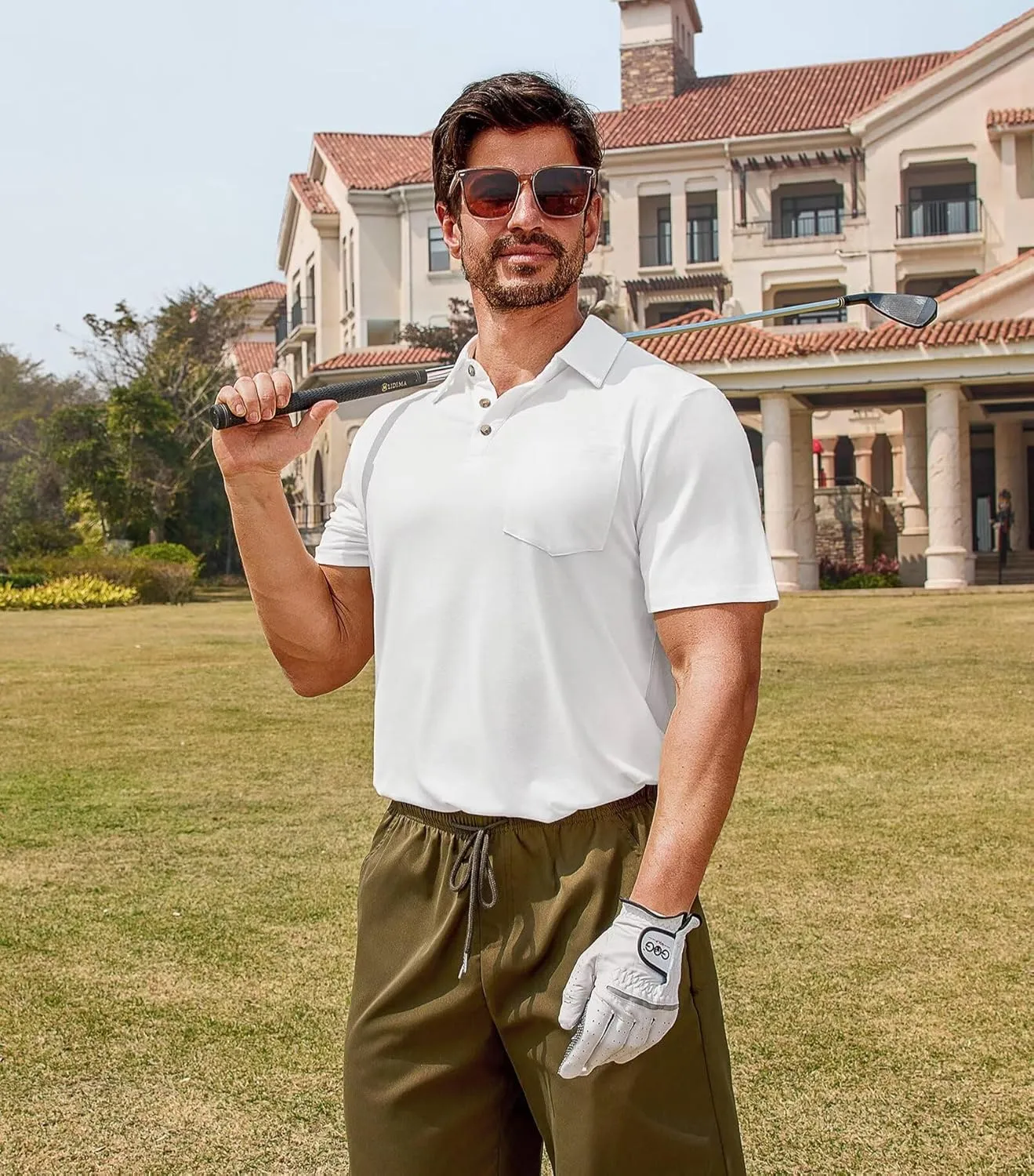 Lexiart Men's Casual Polo Shirt Short Sleeve Classic Golf Shirt Basic Collared Pocket Tops