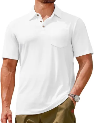 Lexiart Men's Casual Polo Shirt Short Sleeve Classic Golf Shirt Basic Collared Pocket Tops