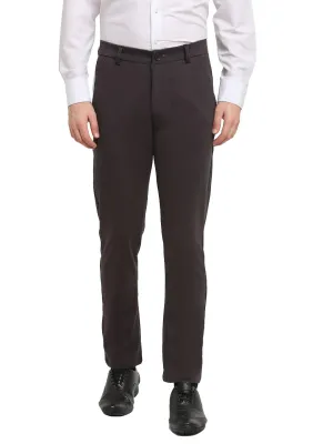 Men'S Brown 4-Way Lycra Tapered Fit Trousers