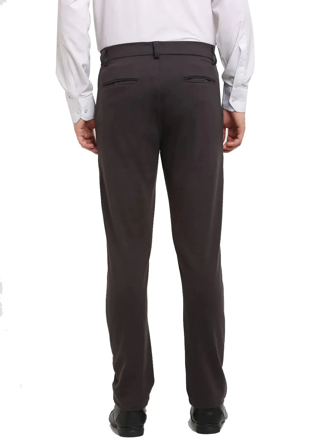 Men'S Brown 4-Way Lycra Tapered Fit Trousers