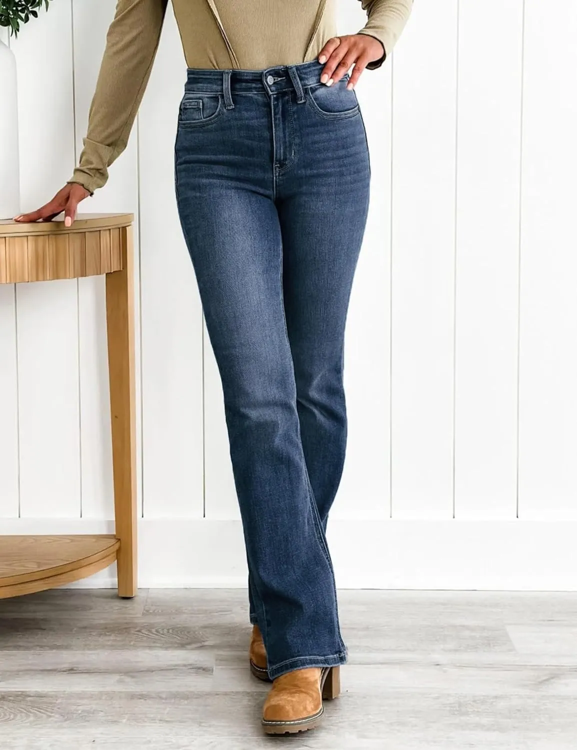 Oprah's Favorite Jeans Baggy Jeans High Waisted Wide Leg Straight Stretchy Denim Pants with Patch Pockets