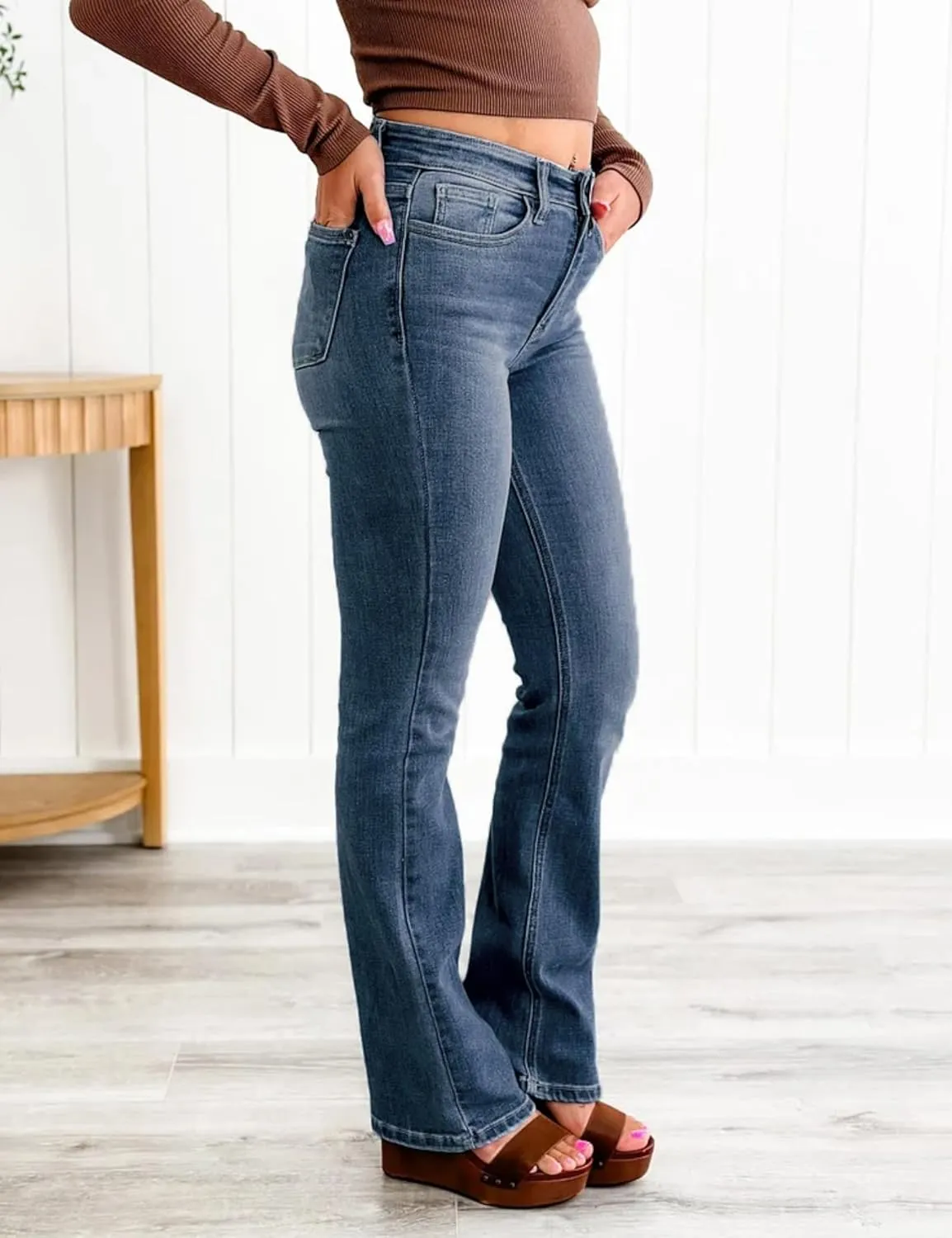 Oprah's Favorite Jeans Baggy Jeans High Waisted Wide Leg Straight Stretchy Denim Pants with Patch Pockets