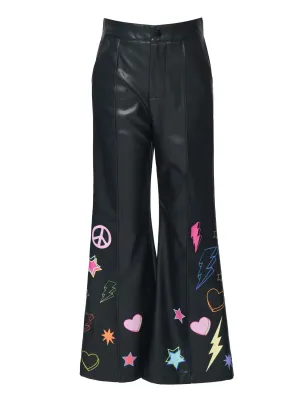 Printed Leather Wide Leg Pants/Hannah Banana