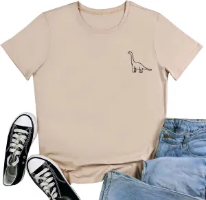 ROSEPARK Women Cute Dinosaur Graphic T-Shirts Teen Girls Funny Tees