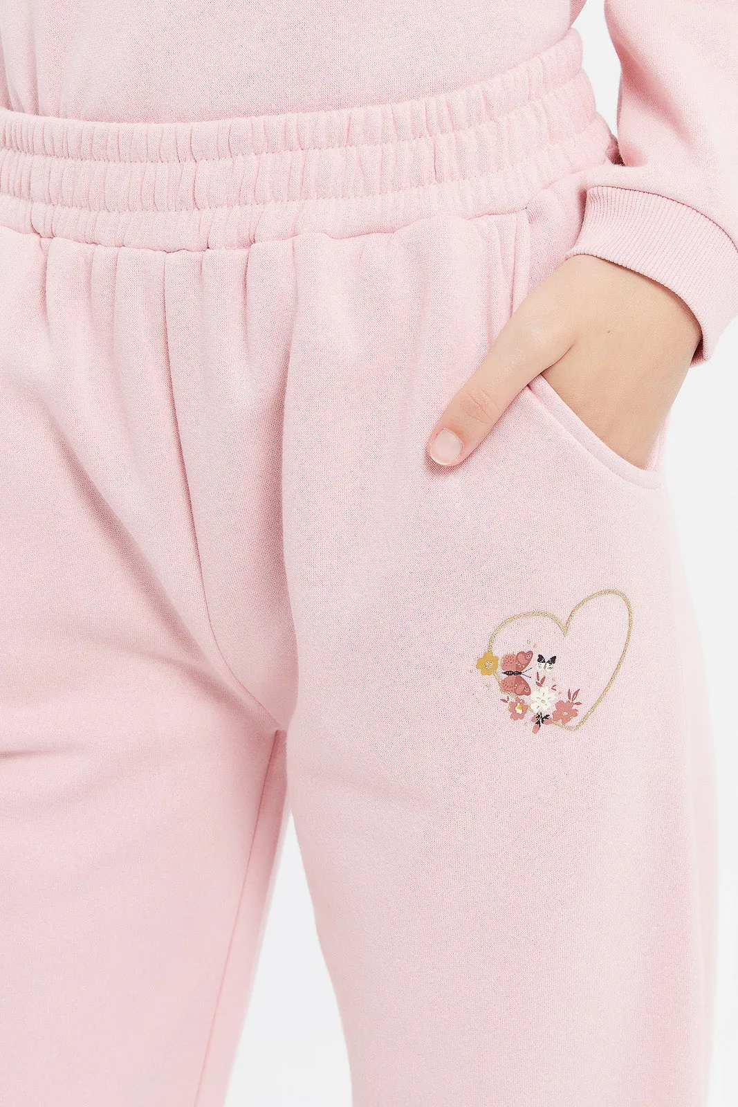 Senior Girls Pink Printed Track Pants