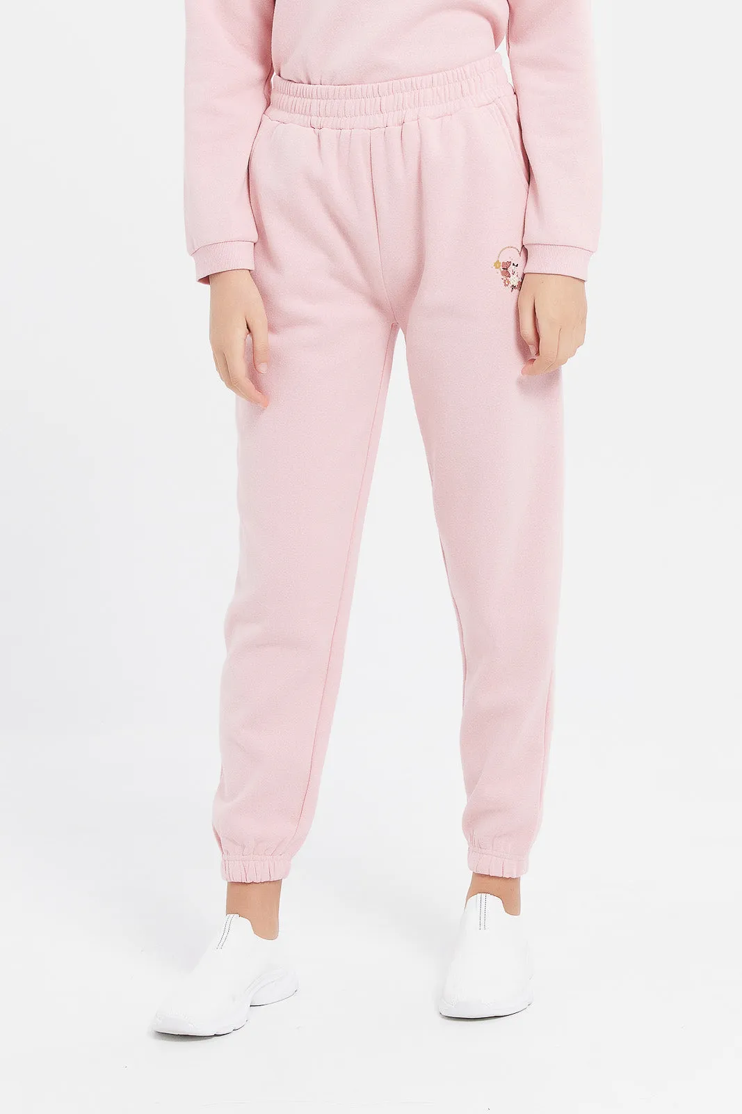 Senior Girls Pink Printed Track Pants