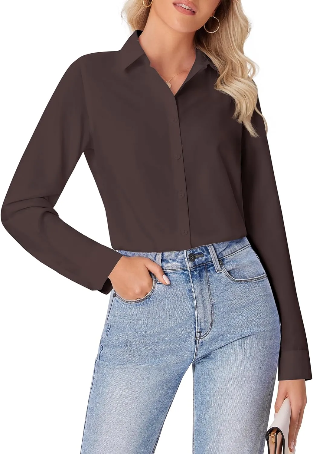siliteelon Button Down Shirts for Women Wrinkle Free Dress Shirts Long Sleeve Shirts Formal Work Office Blouses Tops