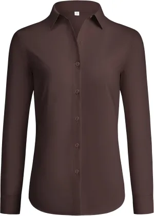 siliteelon Button Down Shirts for Women Wrinkle Free Dress Shirts Long Sleeve Shirts Formal Work Office Blouses Tops