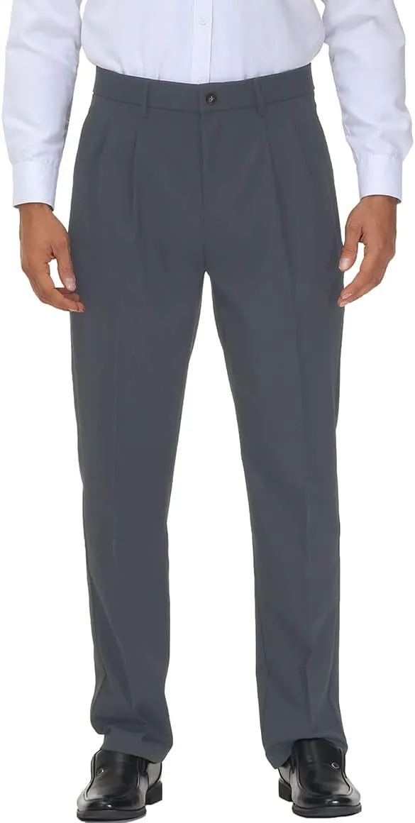 Soojun Men's Flex Pleated Front Classic Fit Dress Pants