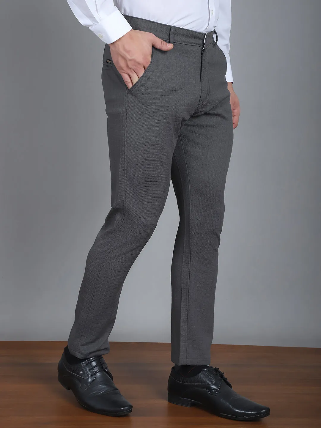 Textured Cotton Lycra Trousers