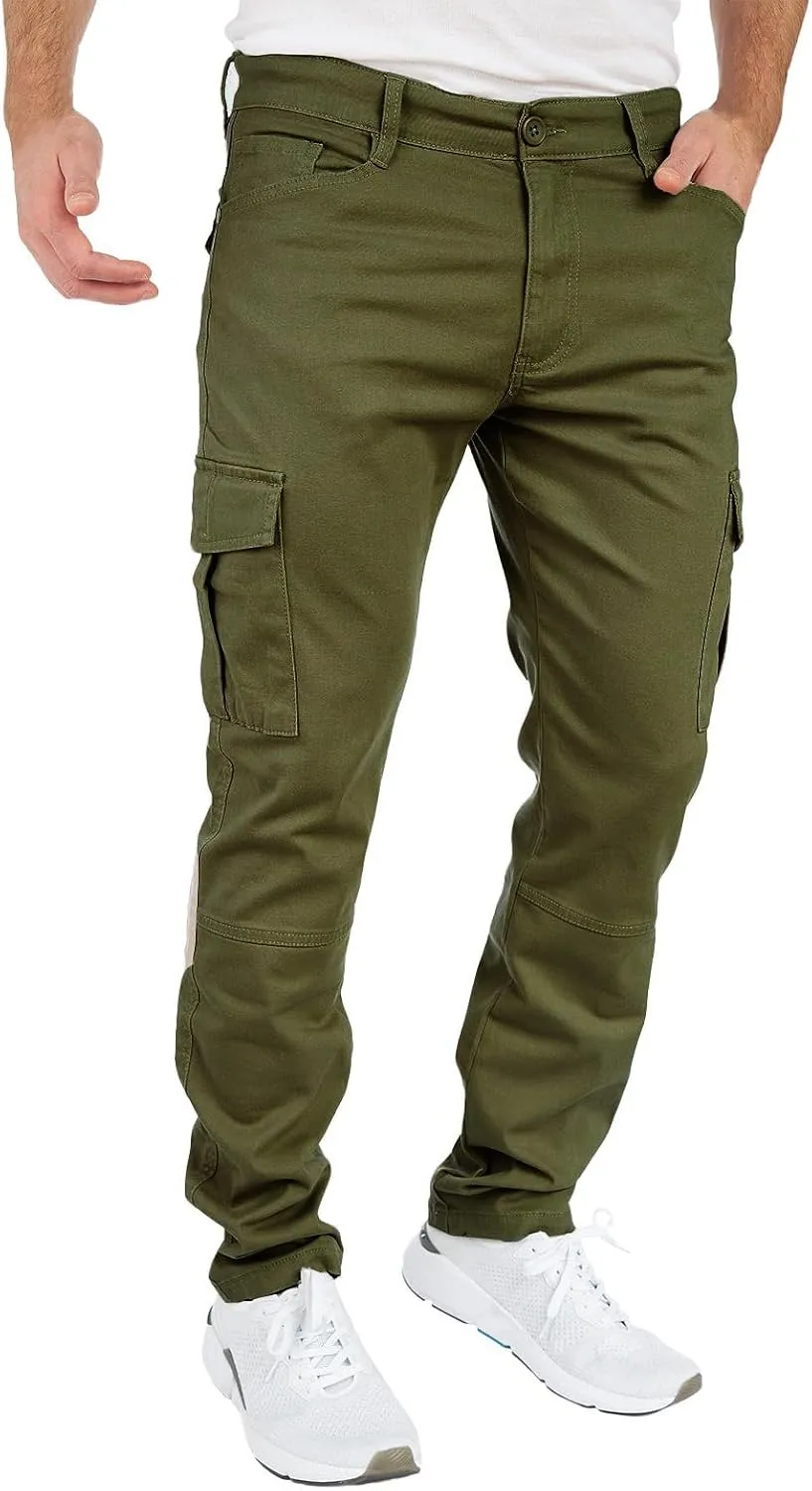 THWEI Mens Cargo Pants Casual Joggers Cotton Stretch Elastic Waist Work Pant