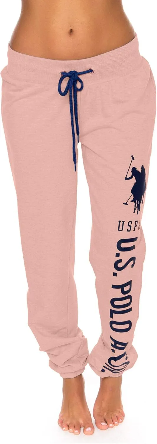 U.S. Polo Assn. Womens Sweatpants - Women Joggers Sweats with Logo Print - French Terry Poly-Cotton