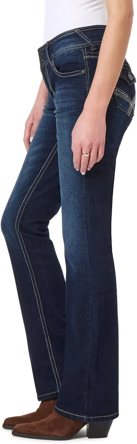 WallFlower Luscious Curvy Bootcut Jeans for Women Mid-Rise Insta Stretch Denim in Petite, Midsize, Plus Size, Juniors Jeans