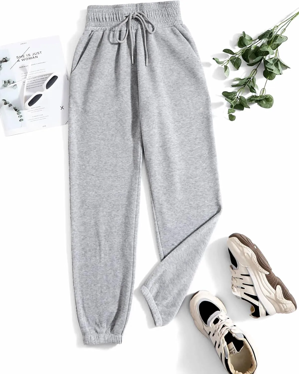 WDIRARA Women's Drawstring Elastic Waist Exercise Sweatpants Trousers Jogger Pants